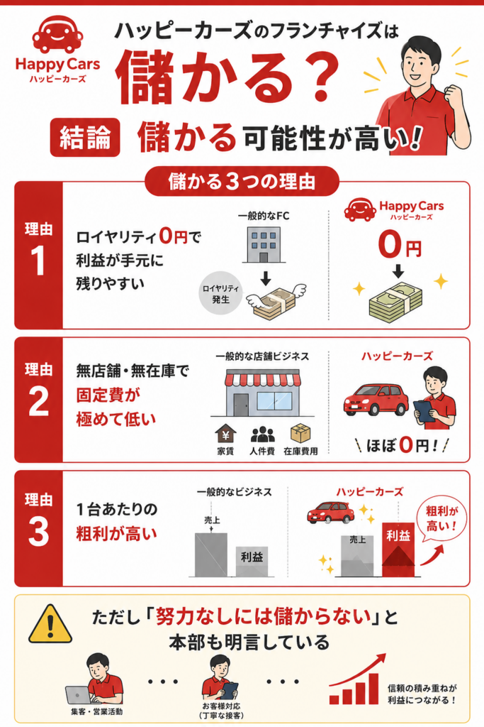 ハッピーカーズのフランチャイズは儲かる？【結論】