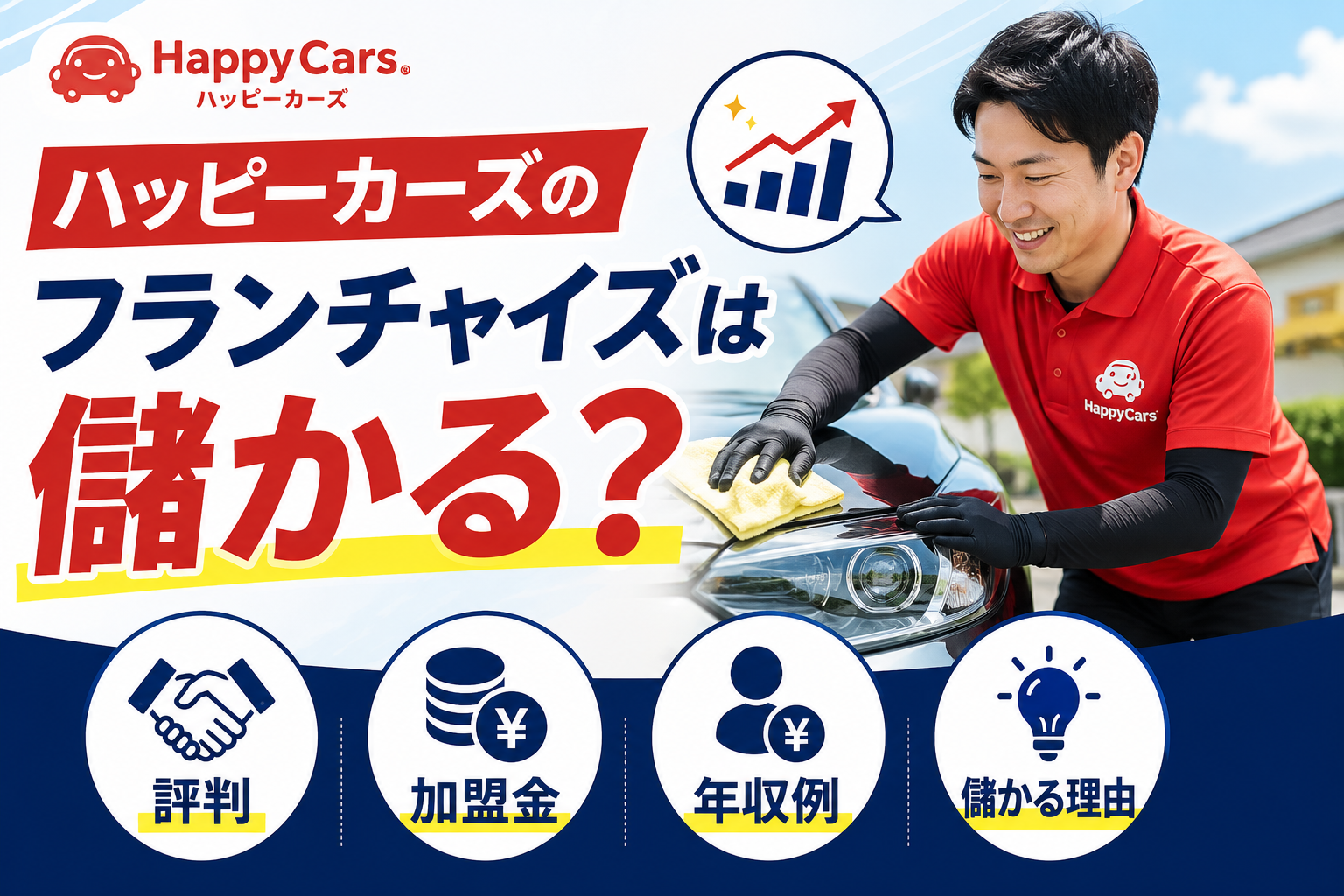 ハッピーカーズのフランチャイズは儲かる？評判や加盟金・年収例も紹介