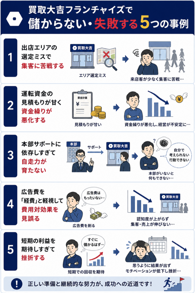 買取大吉フランチャイズで儲からない・失敗する5つの事例