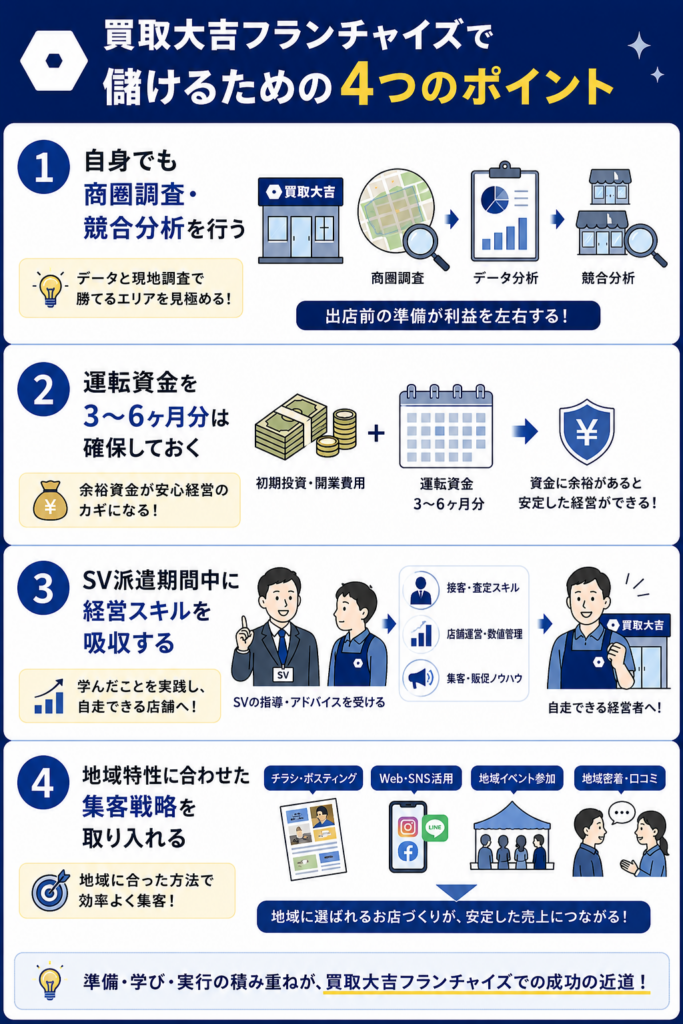 買取大吉フランチャイズで儲けるための4つのポイント