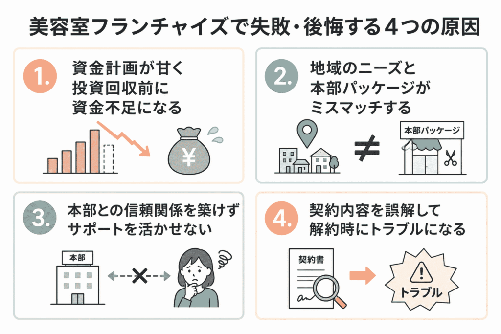 美容室フランチャイズで失敗・後悔する4つの原因